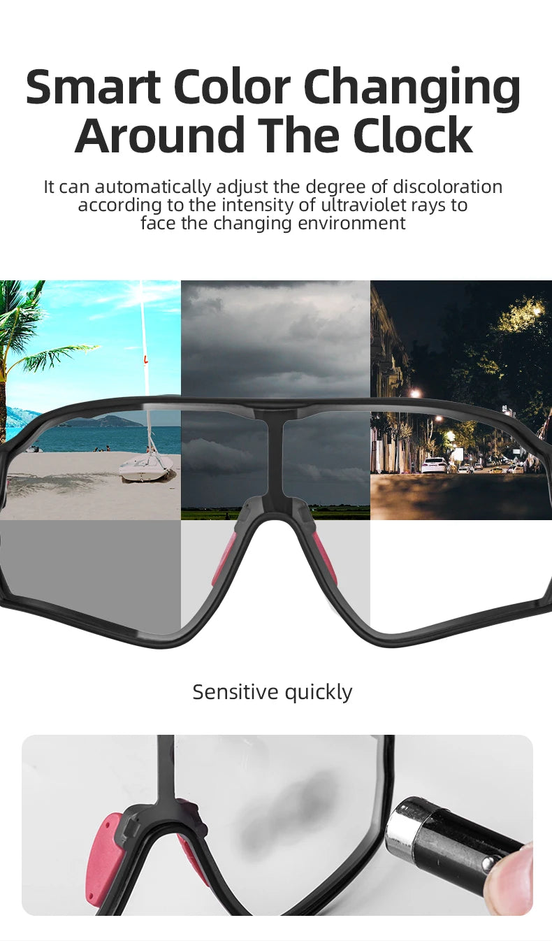 Photochromic MTB Road Bike Glasses UV400 Protection Sunglasses Ultra-light Sport Safe Eyewear Equipment