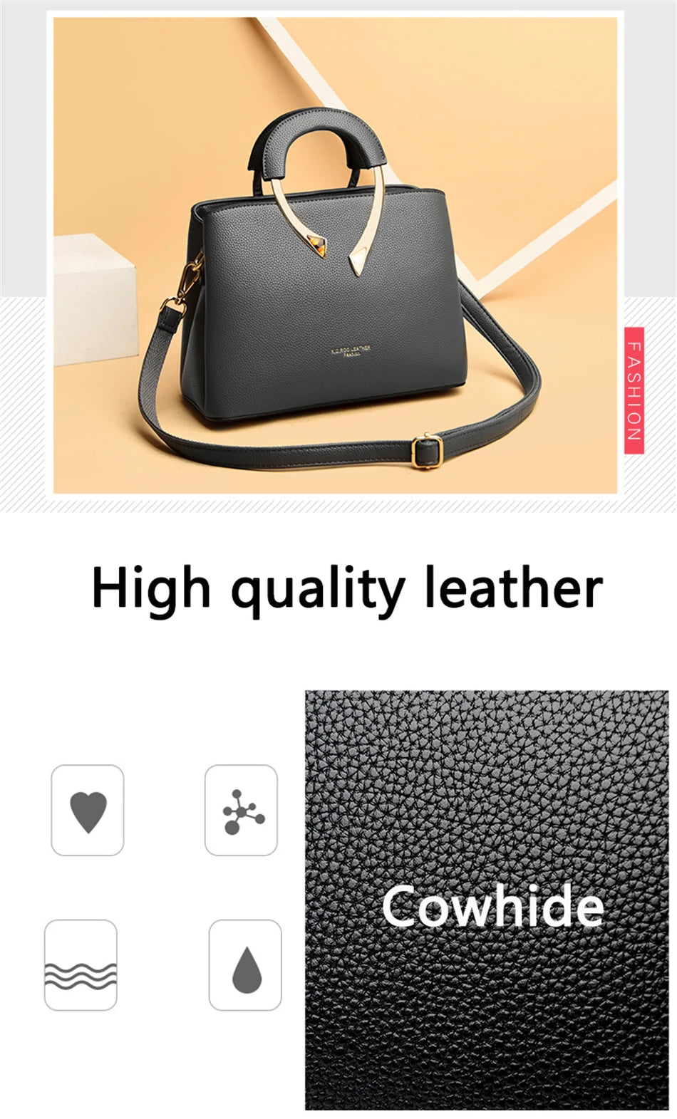 GENUINE VANDERWAH High Quality Leather Casual Tote Luxury Bags Designer Shoulder Crossbody Burgundy Gray Taro purple Burgundy-Gray-Taro purple-Blue-Black-