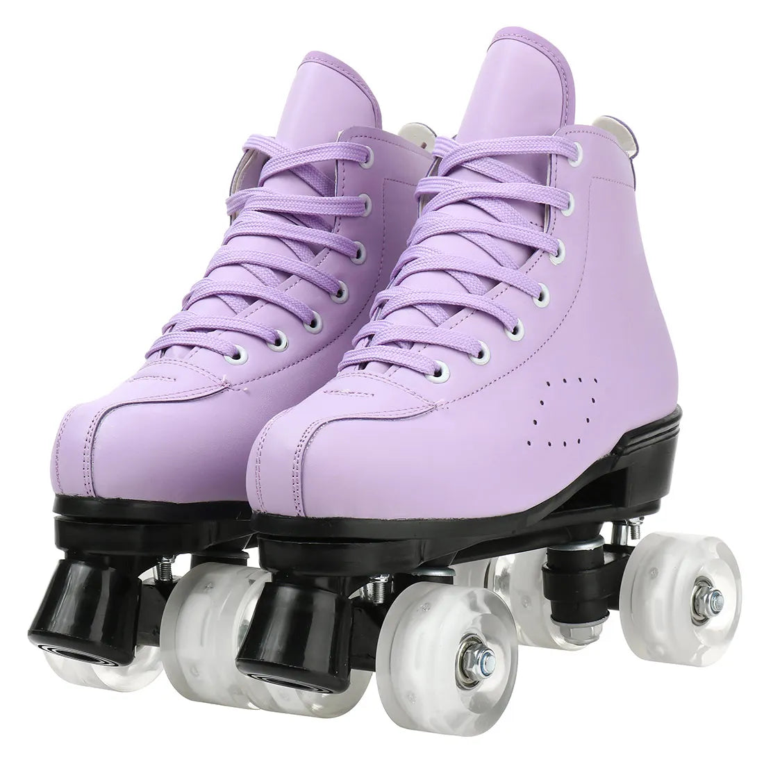 PU Leather Roller Skates Women Double Row Breathable 4 wheel Skate Shoes