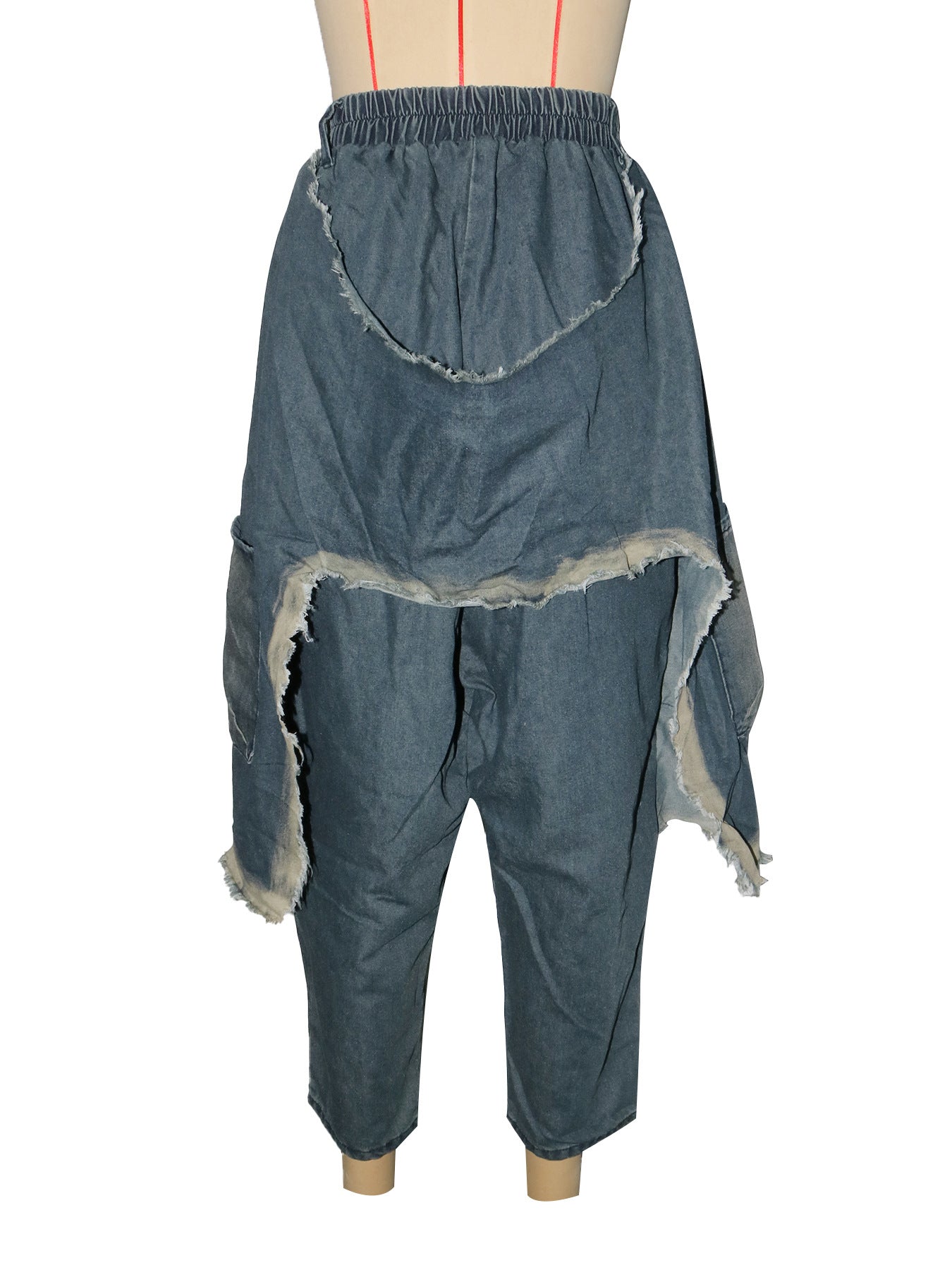 Women Streetwear Ripped Out Hole Denim Pants Loose Safari Style Cargo Harem