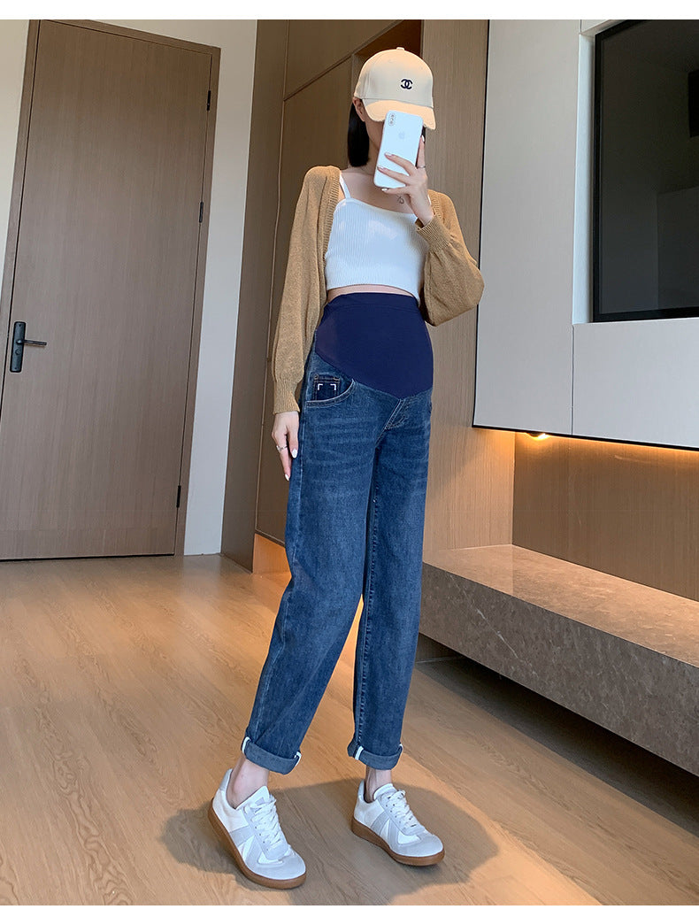 Maternity Jeans Denim Adjustable Belly Wide Leg Pants for Pregnant Women Loose