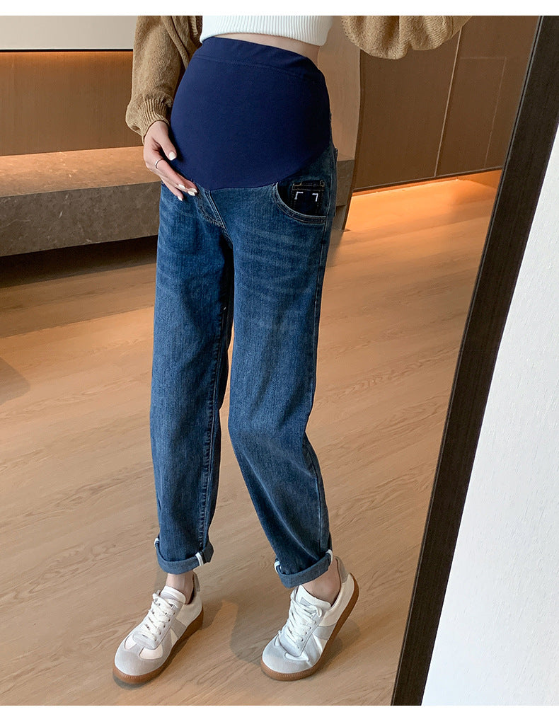 Maternity Jeans Denim Adjustable Belly Wide Leg Pants for Pregnant Women Loose