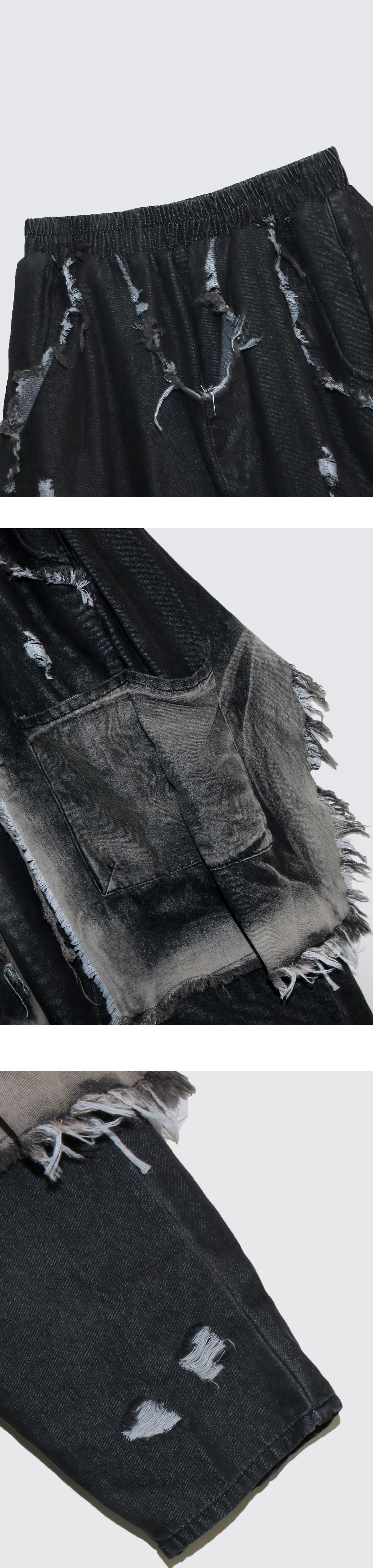 Women Streetwear Ripped Out Hole Denim Pants Loose Safari Style Cargo Harem