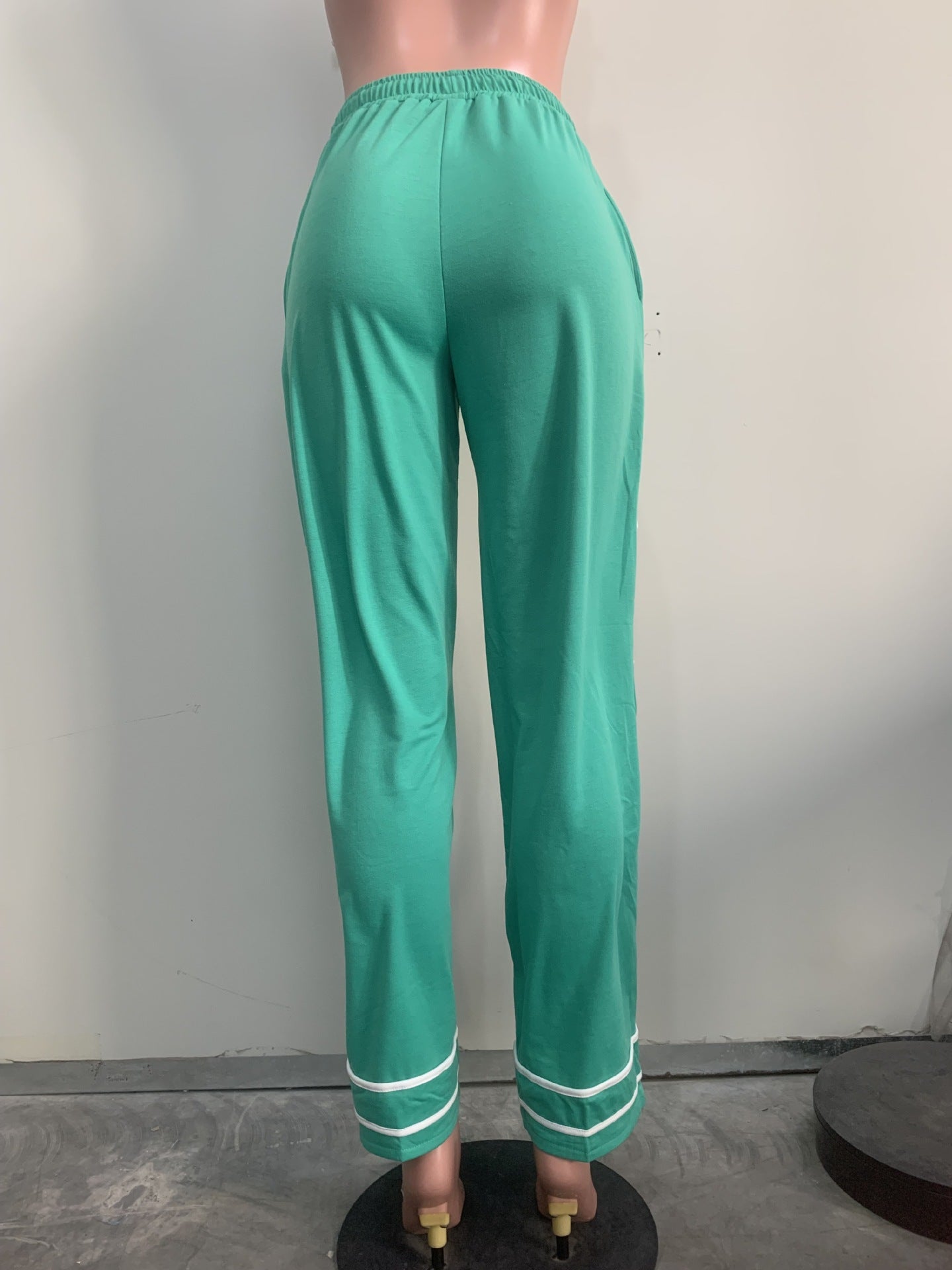 Striped Patchwork Bowknot Split Wide Leg Jogger Trousers