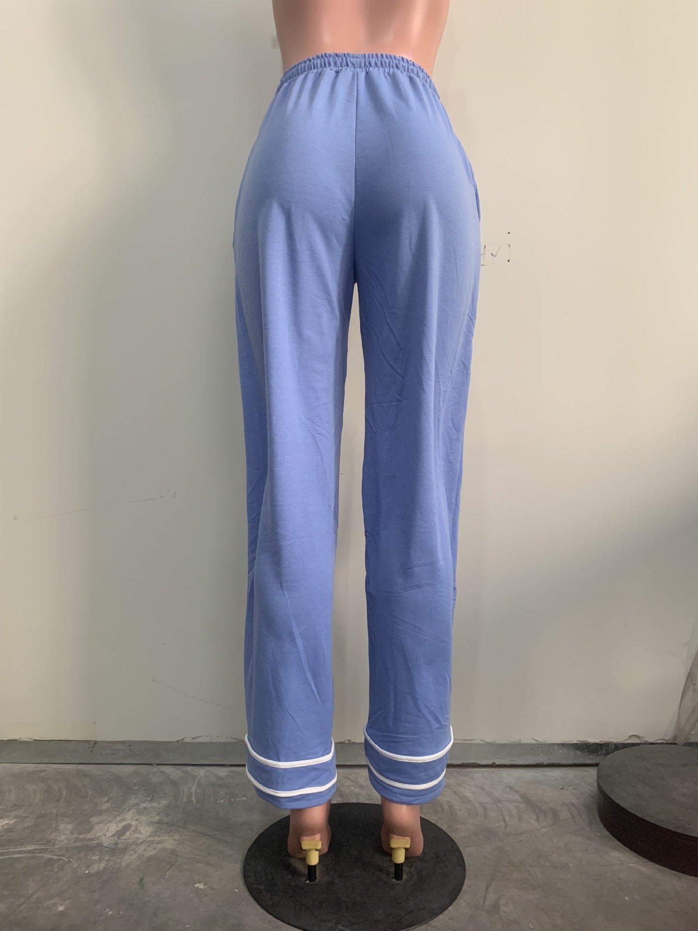 Striped Patchwork Bowknot Split Wide Leg Jogger Trousers