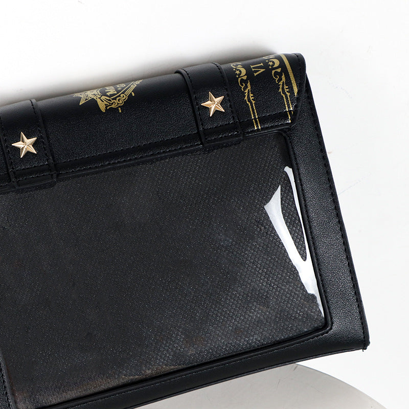 Gothic Square Black Shoulder Bag Luxury Designer Handbags Messenger Tote Bags Women