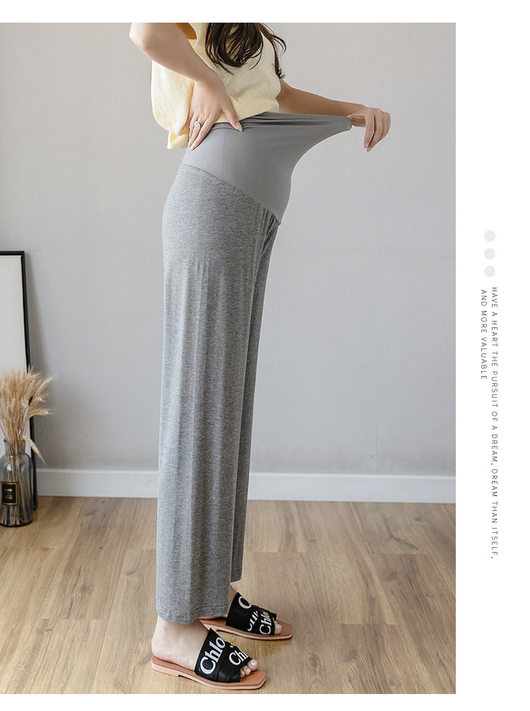 Maternity Pants Summer Maternity Silk Pants Wide-leg Pants Thin Outer Wear Loose Pleated Pants