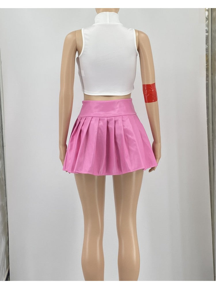 Chic High-Waisted Pleated Midi Skirt for Effortless Elegance Pink / L Pink / XL Pink / L-Pink / XL-