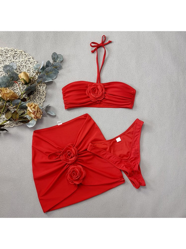 Chic Floral Print Bikini Set - Perfect for Summer Beach Days! White / S Red / S White / M White / S-Red / S-White / M-Red / M-White / L-Red / L-