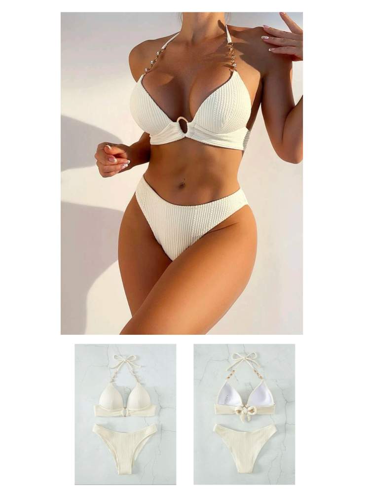 Chic Tropical Floral Print Bikini Set – Perfect for Sun-Kissed Getaways! White / S Pink / S White / M White / S-Pink / S-White / M-Pink / M-White / L-Pink / L-