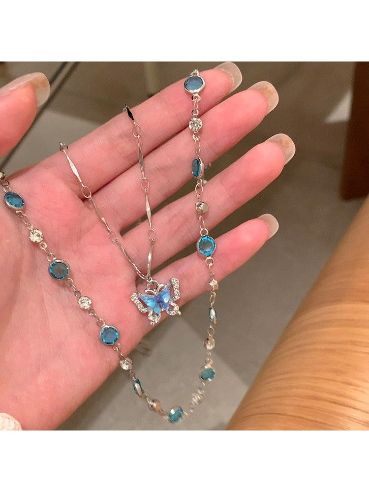 Elegant Heart-Shaped Pendant Necklace with Dazzling Rhinestones Blue / One Size Blue / One Size-