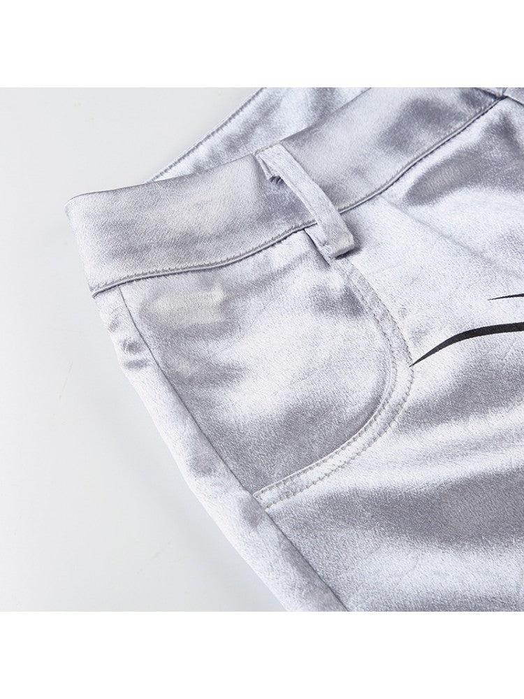 Stylish High-Waisted Wide-Leg Pants – Effortless Elegance for Any Occasion Silver / S Silver / M