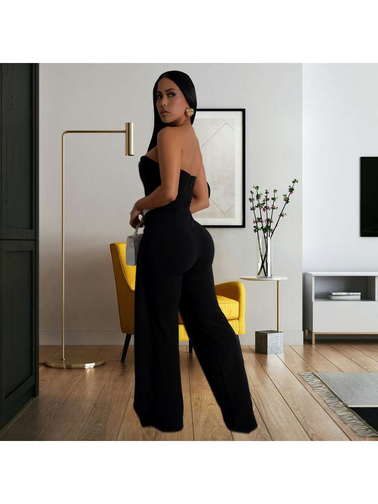 Chic Elegance: Women's Sleek Jumpsuit with Belted Detail Black / S Red / S White / S Black / S-Red / S-White / S-Black / M-Red / M-White / M-Black / L-Red / L-White / L-Black / XL-Red / XL-White / XL-Black / 2XL-Red / 2XL-White / 2XL-