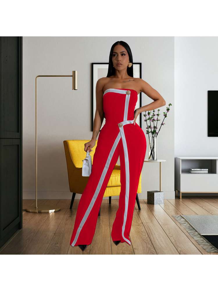Chic Elegance: Women's Sleek Jumpsuit with Belted Detail Black / S Red / S White / S Black / S-Red / S-White / S-Black / M-Red / M-White / M-Black / L-Red / L-White / L-Black / XL-Red / XL-White / XL-Black / 2XL-Red / 2XL-White / 2XL-
