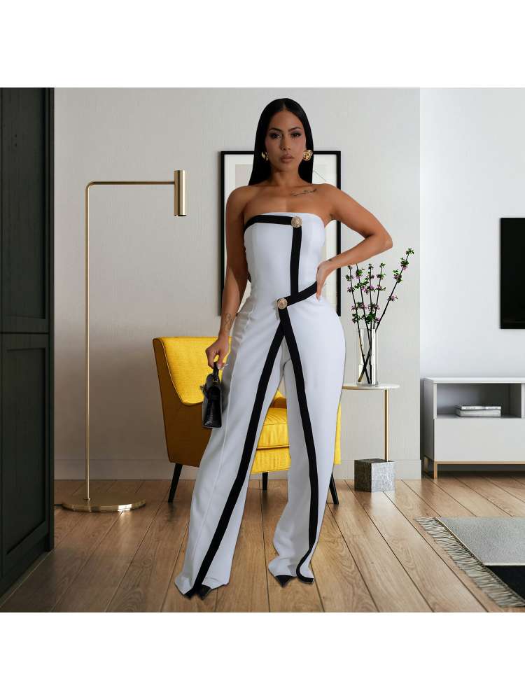 Chic Elegance: Women's Sleek Jumpsuit with Belted Detail Black / S Red / S White / S Black / S-Red / S-White / S-Black / M-Red / M-White / M-Black / L-Red / L-White / L-Black / XL-Red / XL-White / XL-Black / 2XL-Red / 2XL-White / 2XL-