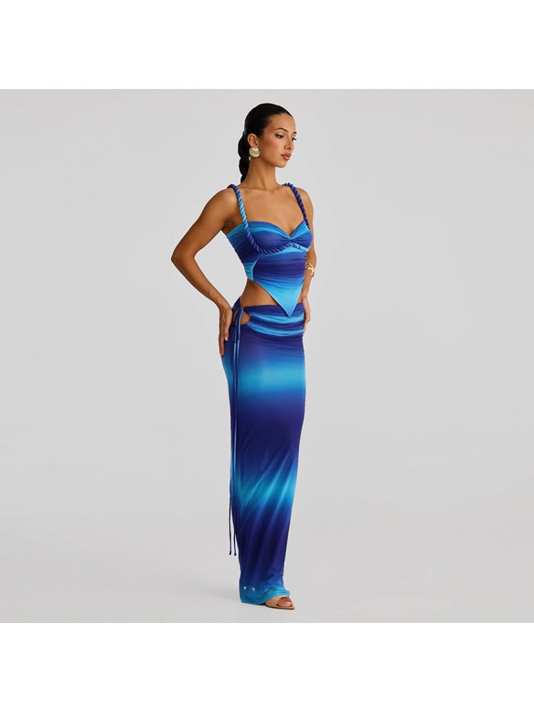 Chic Two-Piece Skirt Set for Effortless Style Blue / S Red / S Blue / M Blue / S-Red / S-Blue / M-Red / M-Blue / L-Red / L-