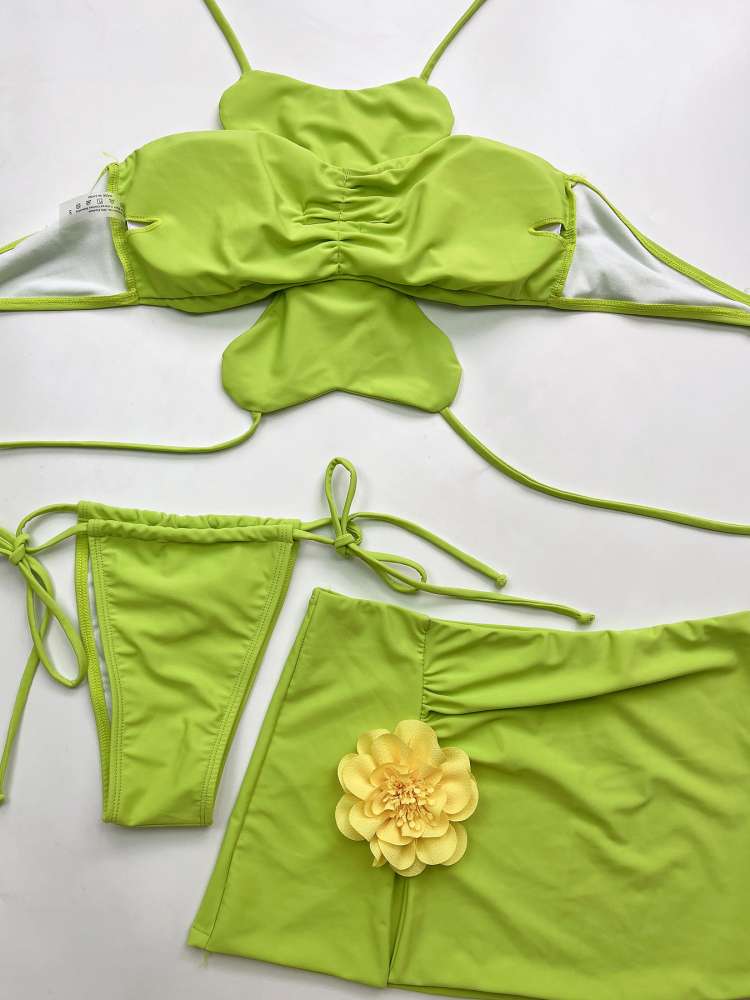 Floral 3D Printed Women's Bikini Set for Stylish Beach Days Green / S Green / M Green / L Green / S-Green / M-Green / L-