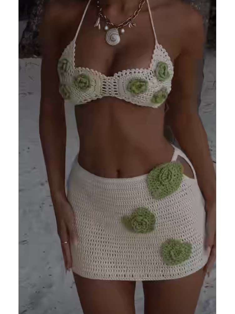 Elegant 3D Floral Skirt Set - Chic Women's Outfit for Any Occasion Pink / S White / S Beige / S Pink / S-White / S-Beige / S-Black / S-Pink / M-White / M-Beige / M-Black / M-Pink / L-White / L-Beige / L-Black / L-Pink / XL-White / XL-Beige / XL-Black / XL-