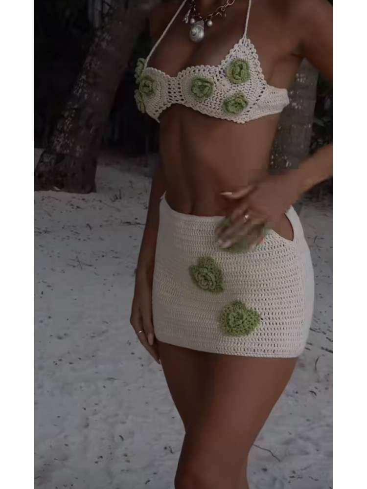 Elegant 3D Floral Skirt Set - Chic Women's Outfit for Any Occasion Pink / S White / S Beige / S Pink / S-White / S-Beige / S-Black / S-Pink / M-White / M-Beige / M-Black / M-Pink / L-White / L-Beige / L-Black / L-Pink / XL-White / XL-Beige / XL-Black / XL-