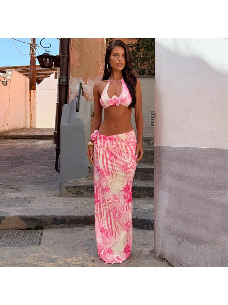 Chic 3D Floral Skirt Set - Trendy Outfit for Effortless Style Pink / S Pink / M Pink / L Pink / S-Pink / M-Pink / L-