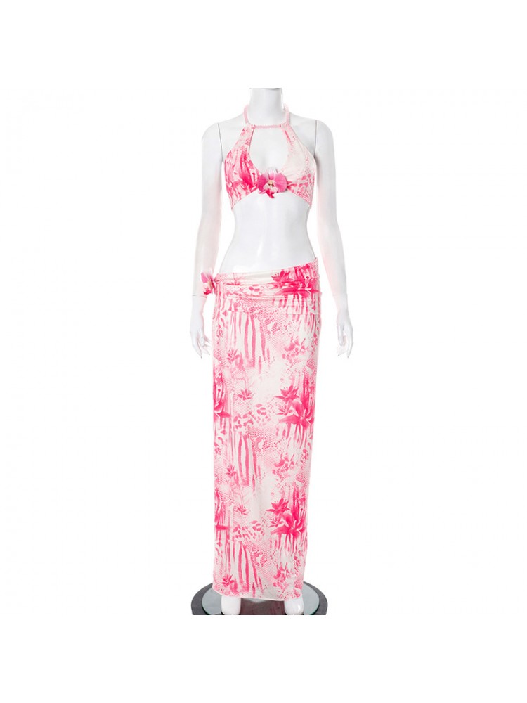 Chic 3D Floral Skirt Set - Trendy Outfit for Effortless Style Pink / S Pink / M Pink / L Pink / S-Pink / M-Pink / L-