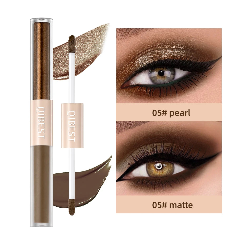Double End Glitter Matte Eye shadow Stick Pencil Waterproof Bicolor Shimmer