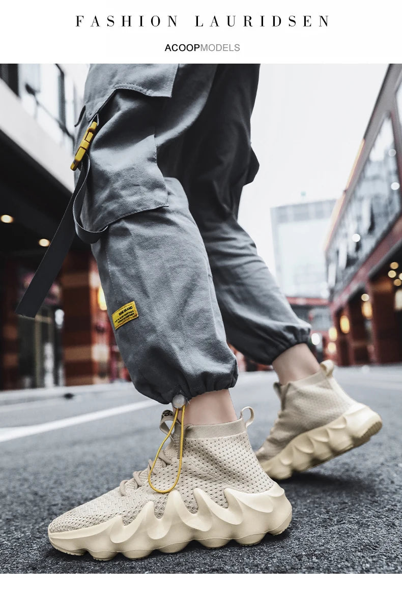 Mens High Top Fashion Sneakers Breathable Shoes Comfortable Sneakers Heighten Sports Shoes Men Lightweight