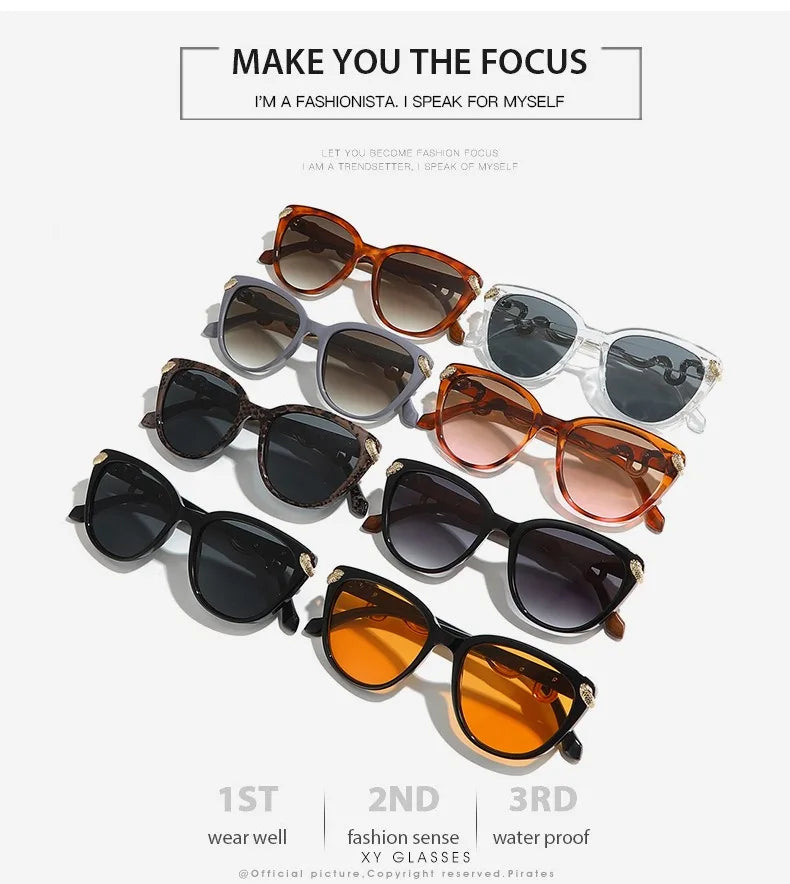 Metal Snake Trendy Street Shot Sun Glasses Brand Designer Ladies