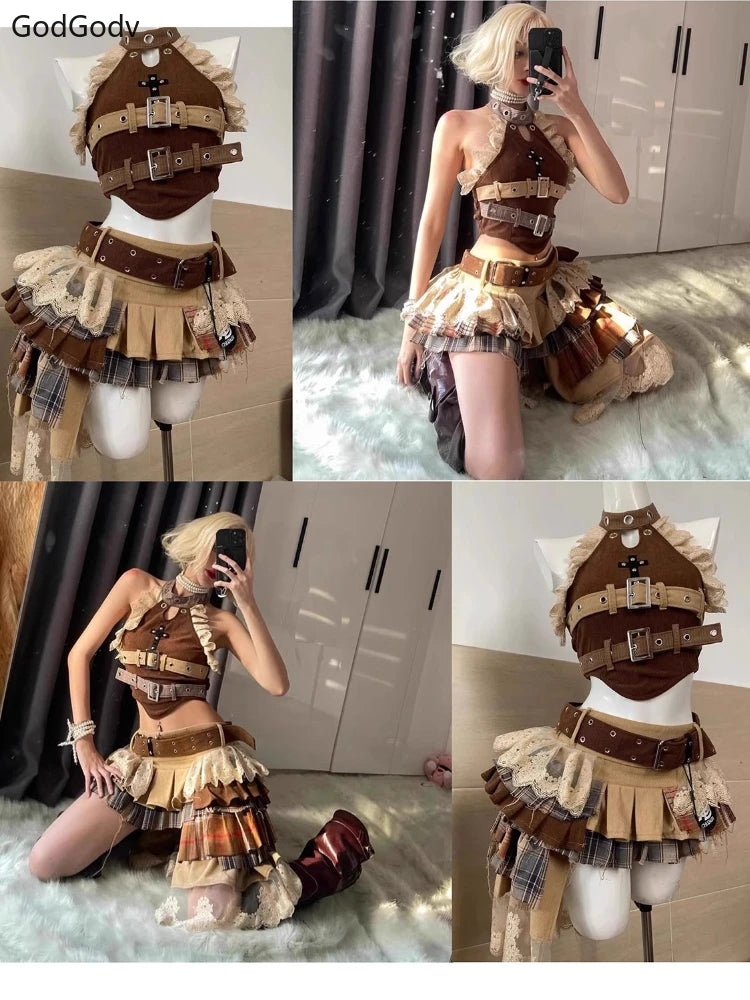 Elegant Y2K Woman 2 Piece Sets Punk Gothic Strapless Crop Tops +High Waist Ruffle Skirt White Sets / XS Brown Sets / M White Sets / S White Sets / XS-Brown Sets / M-White Sets / S-Brown Sets / L-Brown Sets / XS-Brown Sets / S-Red Sets / S-Red Sets / M-Brown Sets / XL-Red Sets / XS-Red Sets / L-Red Sets / XL-Black Sets / XS-White Sets / XL-Black Sets / S-Black Sets / M-White Sets / M-Black Sets / L-White Sets / L-Black Sets / XL-