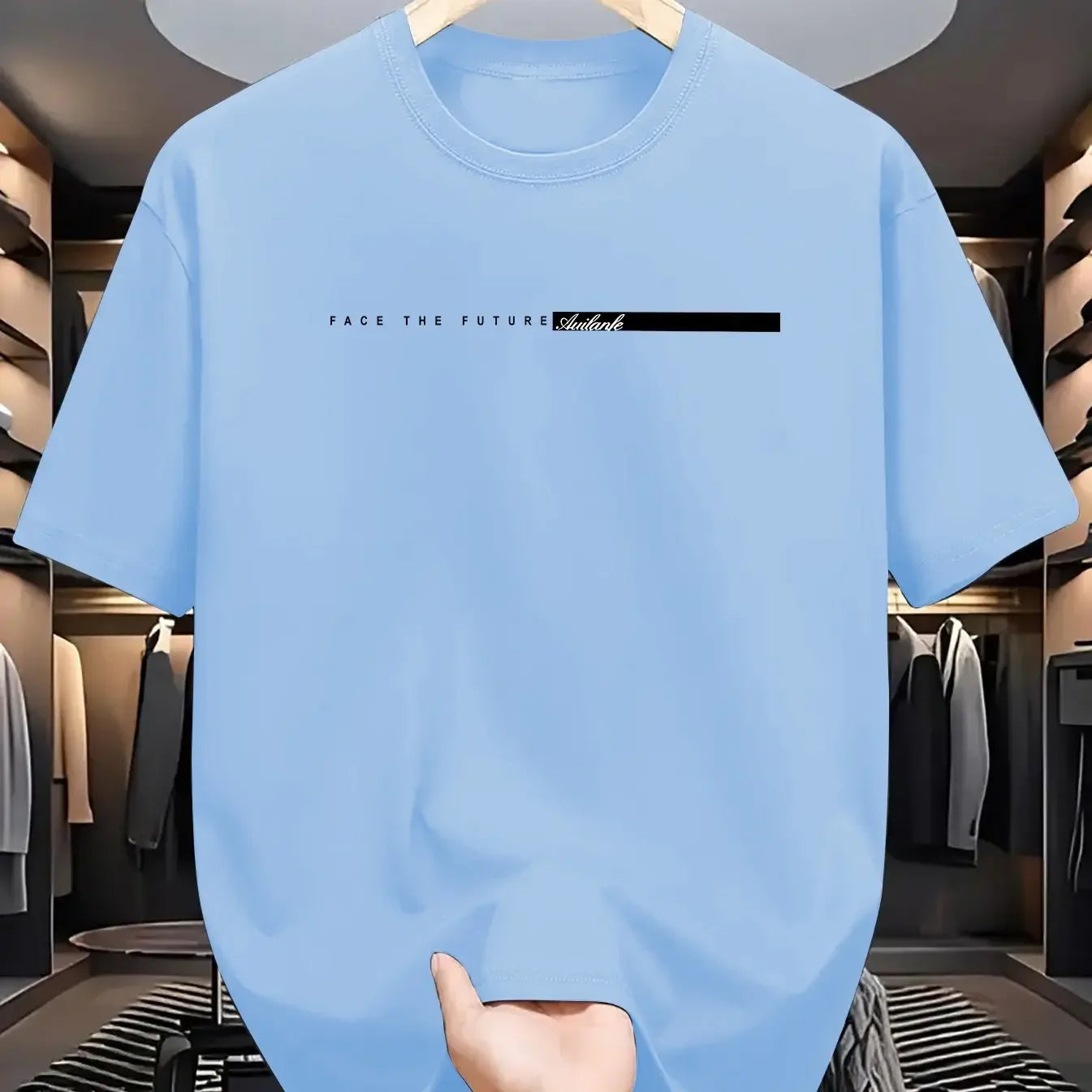 Men's Casual T-shirt, Round Neck Short Sleeves Letter Print Unisex Short Sleeves