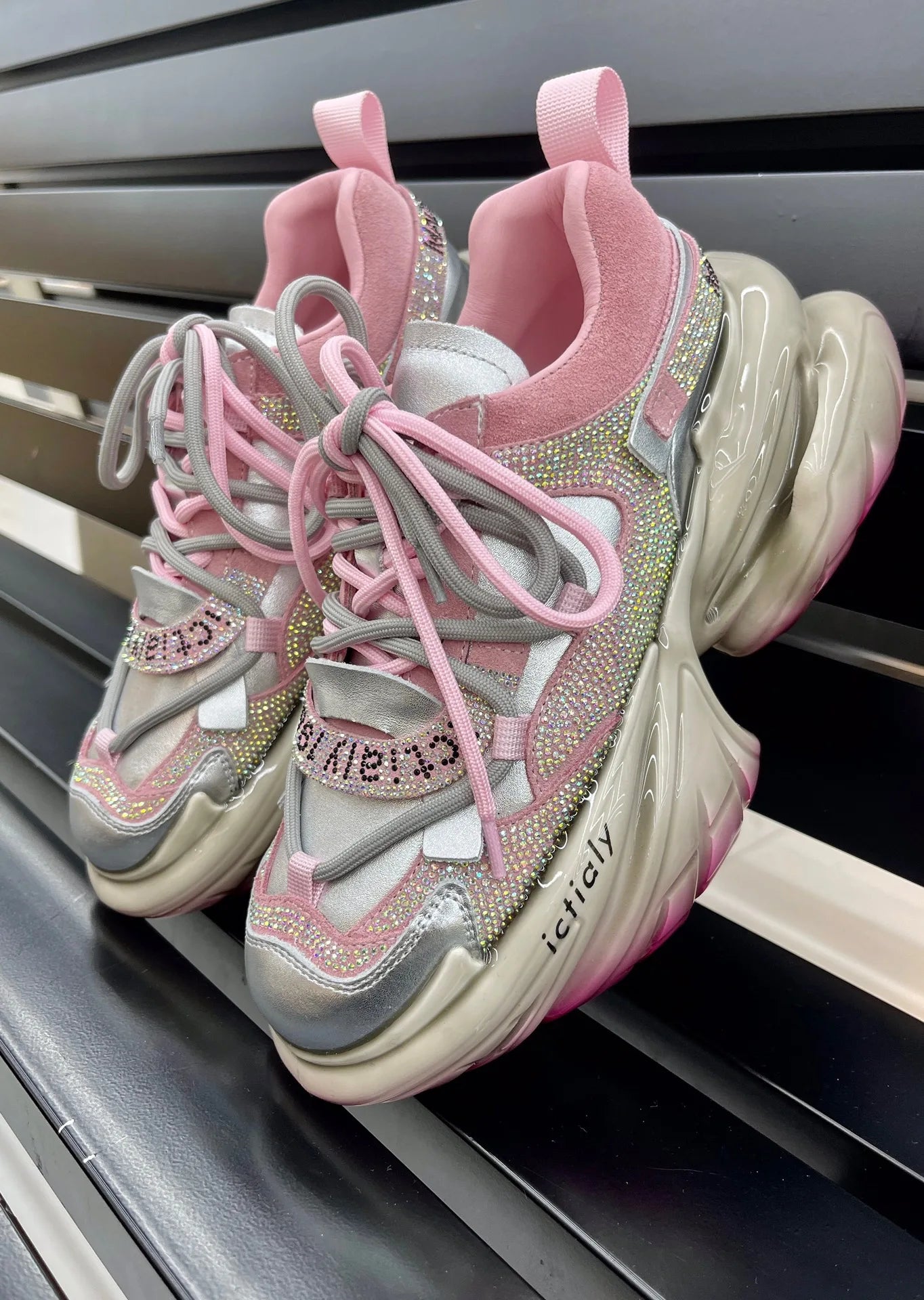 High Heels Platform Chunky Sneakers Unique Design Real Leather Trendy