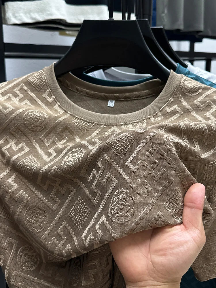Silk Breathable Short Sleeve Men O-neck Top Cool Comfortable T-shirt