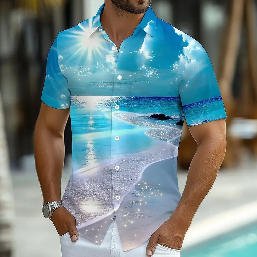 Solid Color Casual Shirt - Fashionable Street Style - Business Linen Material - Men's Short Sleeve Shirt