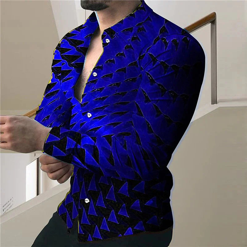 Men's Shirt Polo Button Shirt Casual Western Print Top Men's Cardigan Top