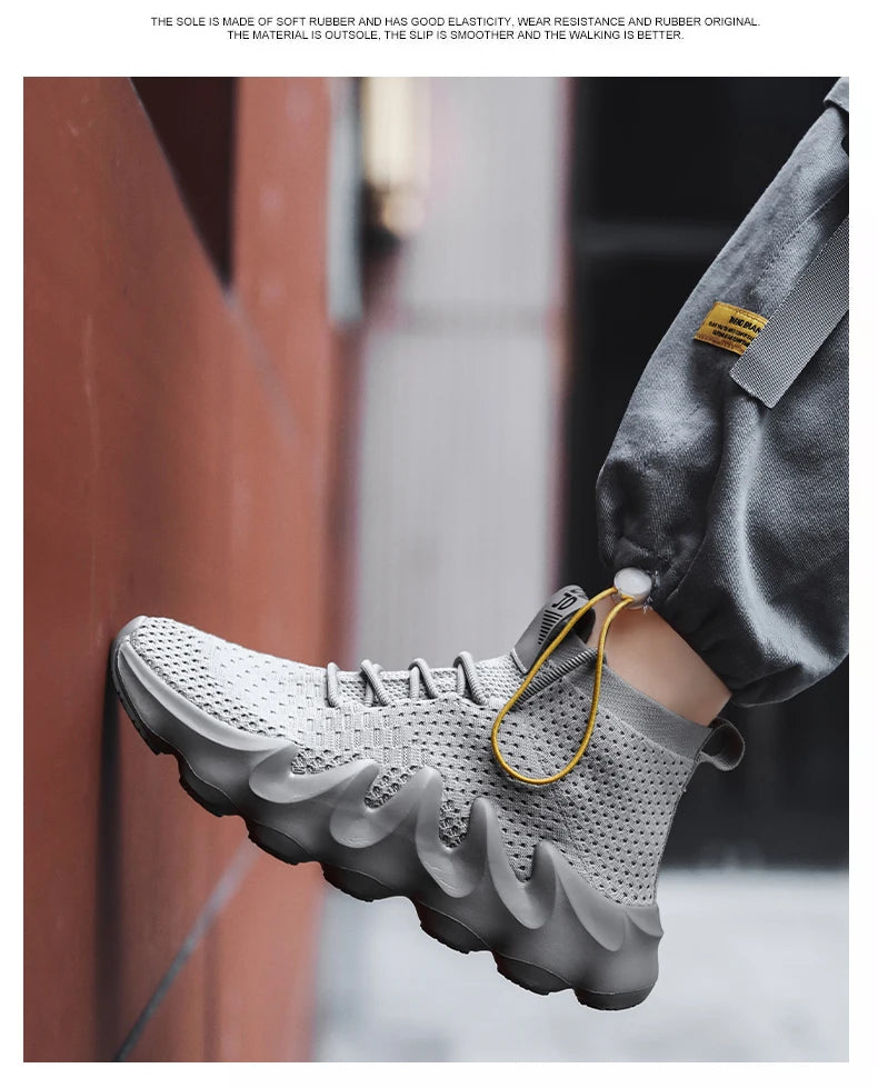 Mens High Top Fashion Sneakers Breathable Shoes Comfortable Sneakers Heighten Sports Shoes Men Lightweight