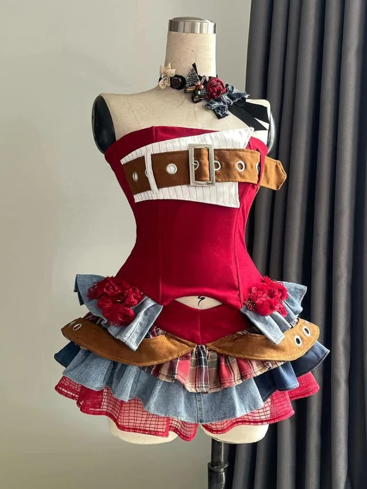 Elegant Y2K Woman 2 Piece Sets Punk Gothic Strapless Crop Tops +High Waist Ruffle Skirt White Sets / XS Brown Sets / M White Sets / S White Sets / XS-Brown Sets / M-White Sets / S-Brown Sets / L-Brown Sets / XS-Brown Sets / S-Red Sets / S-Red Sets / M-Brown Sets / XL-Red Sets / XS-Red Sets / L-Red Sets / XL-Black Sets / XS-White Sets / XL-Black Sets / S-Black Sets / M-White Sets / M-Black Sets / L-White Sets / L-Black Sets / XL-