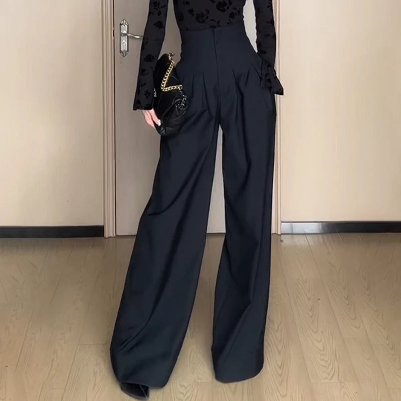 Wide-Leg Pants Women's Slimming Suit Pant Magic High Waist Loose Straight Casual Trousers