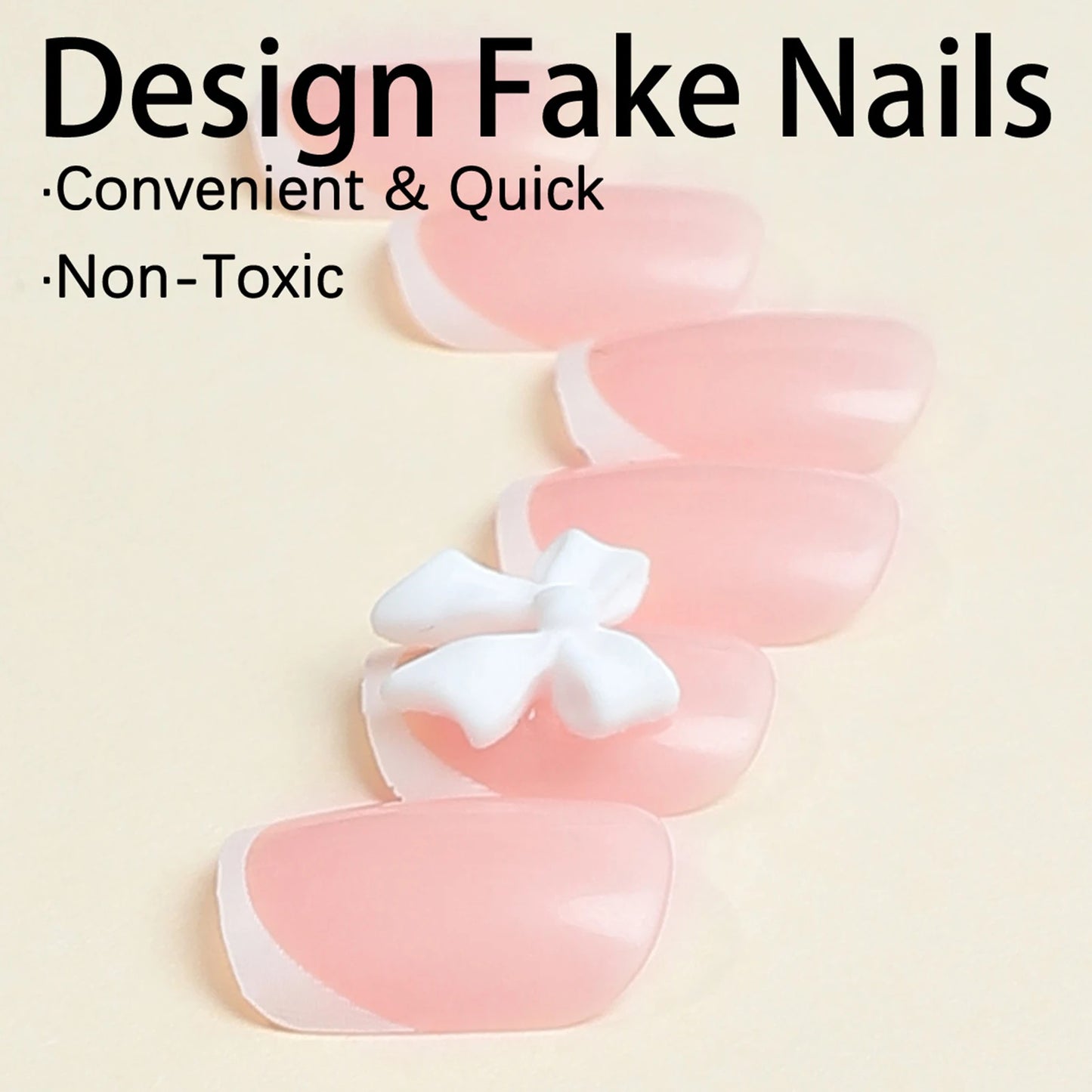 French Tips Press-on Nail Long Lasting Elegant Artificial Nail Manicure