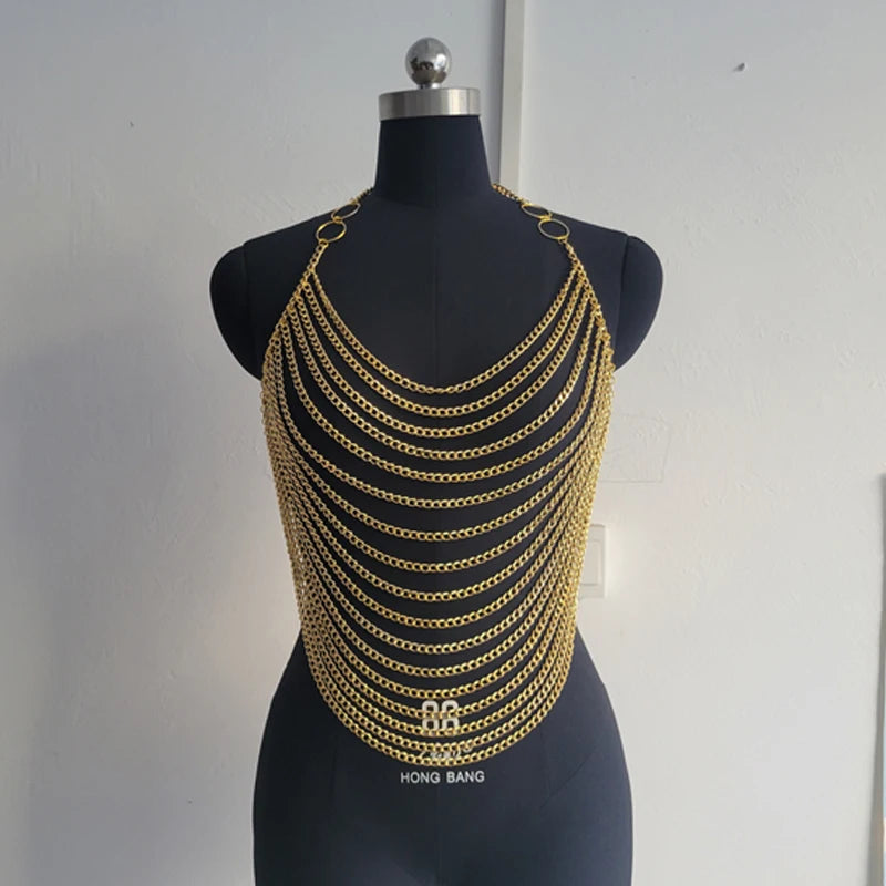 Chest Accessories Tassel Bra Jewelry Metal Multi-Layer Body Chain Bodycon Crop Top Silver-45CM / One Size / CHINA Gold-45CM / One Size / CHINA Silver-45CM / One Size / CHINA-Gold-45CM / One Size / CHINA-