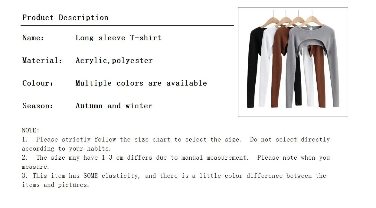 Women Long Sleeve Crop Top Y2k Aesthetic Clothes O-neck