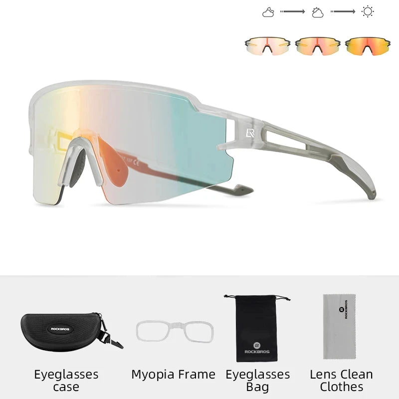 Photochromic Polarized Lens Bike Glasses UV400 Protection Eyewear Sunglasses MTB Road Bicycle Goggles