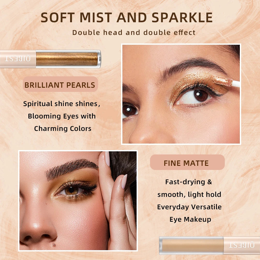 Double End Glitter Matte Eye shadow Stick Pencil Waterproof Bicolor Shimmer
