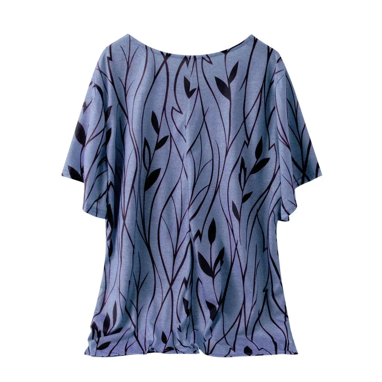 Casual Loose Leaves Print Blouse T-shirt Ladies Fashion Vintage Blouse Unique Half Sleeves