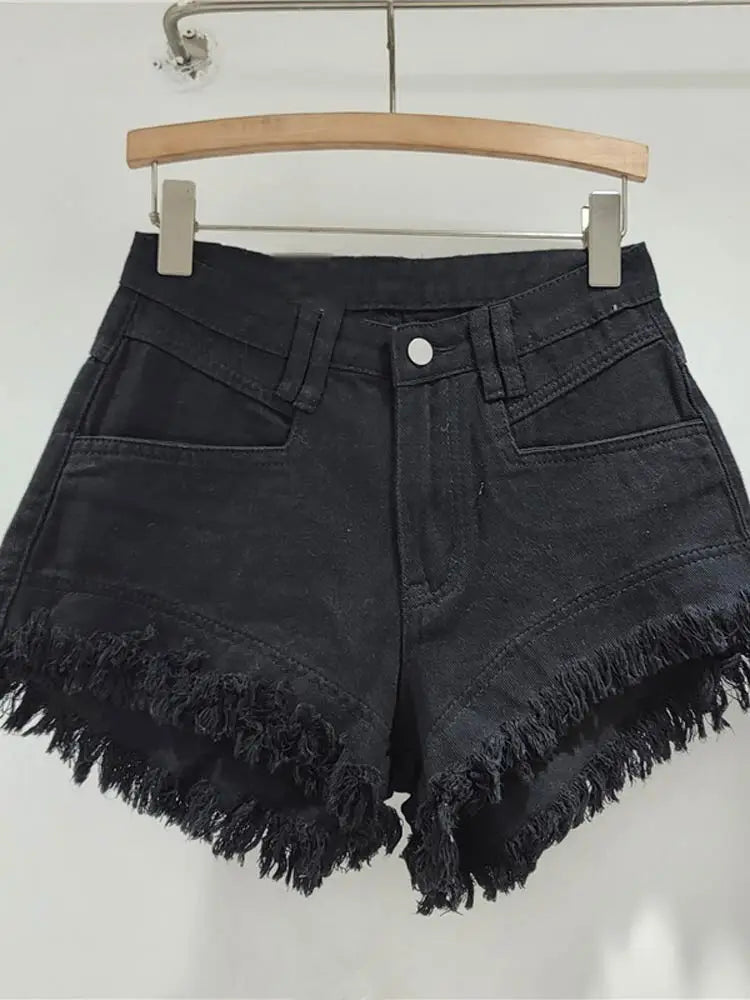 Denim Shorts Pants Low Rise Slim Lady Crop jeans Distressed Chic Casual Short Trousers
