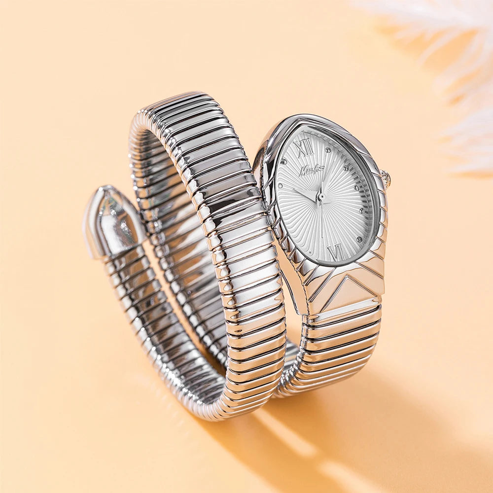 Women's Watches New Quartz Snake Shape Simple Ladies Watch Fashion Unique Strap Waterproof
