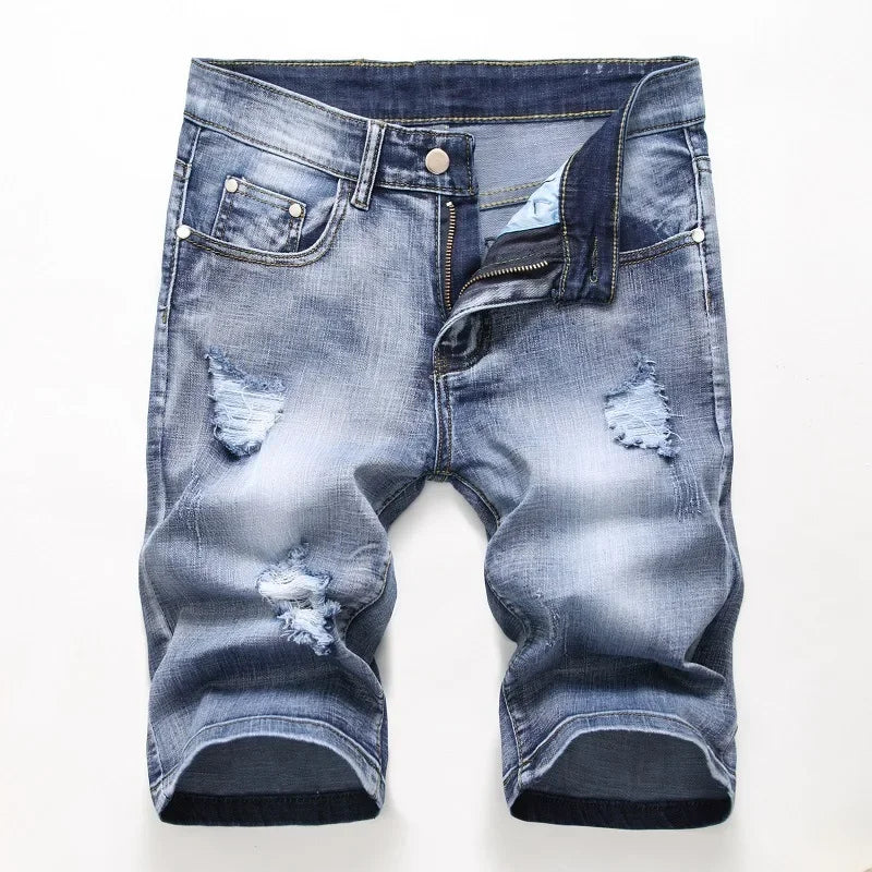 Men's Jeans Trend Denim Shorts Stretch Slim Hip Hop Classic
