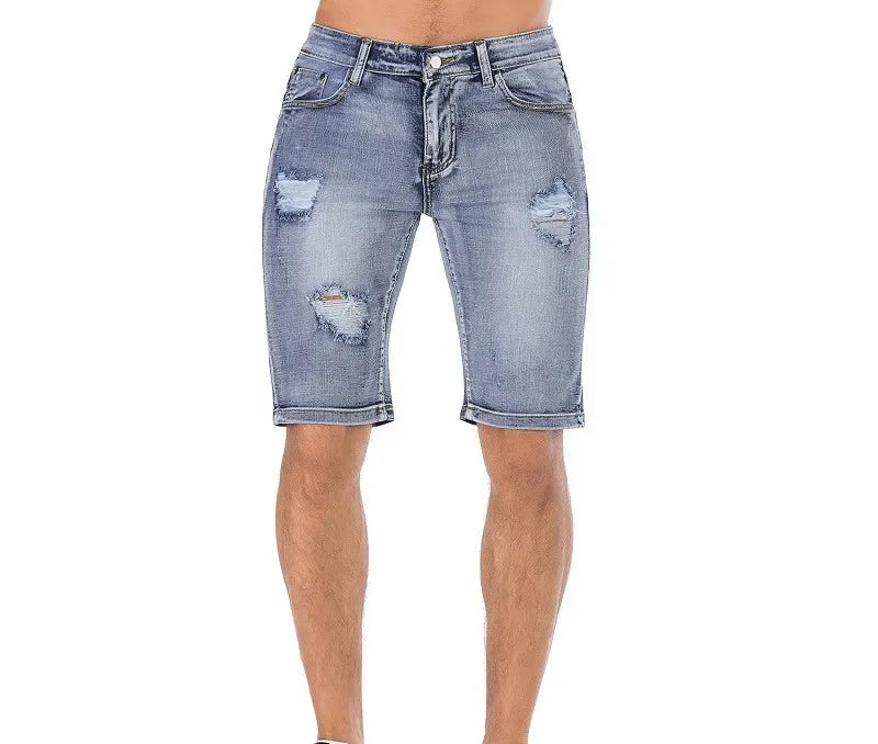 Men's Jeans Trend Denim Shorts Stretch Slim Hip Hop Classic