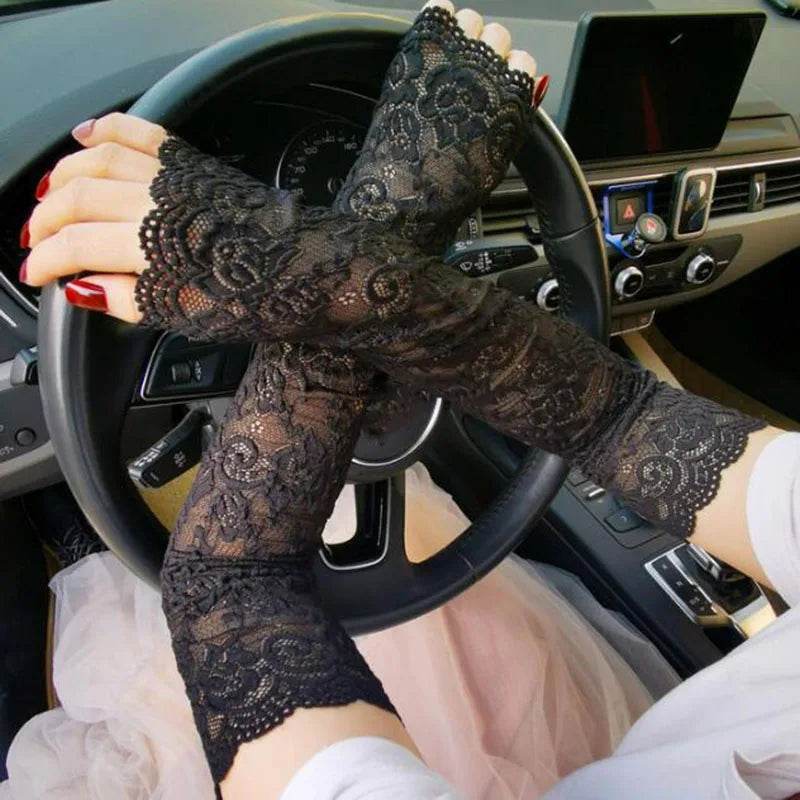 1Pair Lace Flowers Arm Sleeve Gloves Elegant Long Fingerless - Fashionqueene.com