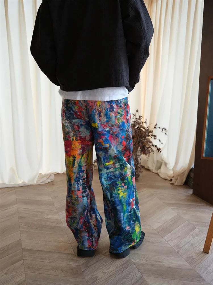 Graffiti Painting Baggy Jeans Pants For Men Designer Wide Leg Denim Trousers Multicolour / S / CHINA Multicolour / M / CHINA Multicolour / L / CHINA Multicolour / S / CHINA-Multicolour / M / CHINA-Multicolour / L / CHINA-Multicolour / XL / CHINA-Multicolour / 2XL / CHINA-Multicolour / 3XL / CHINA-