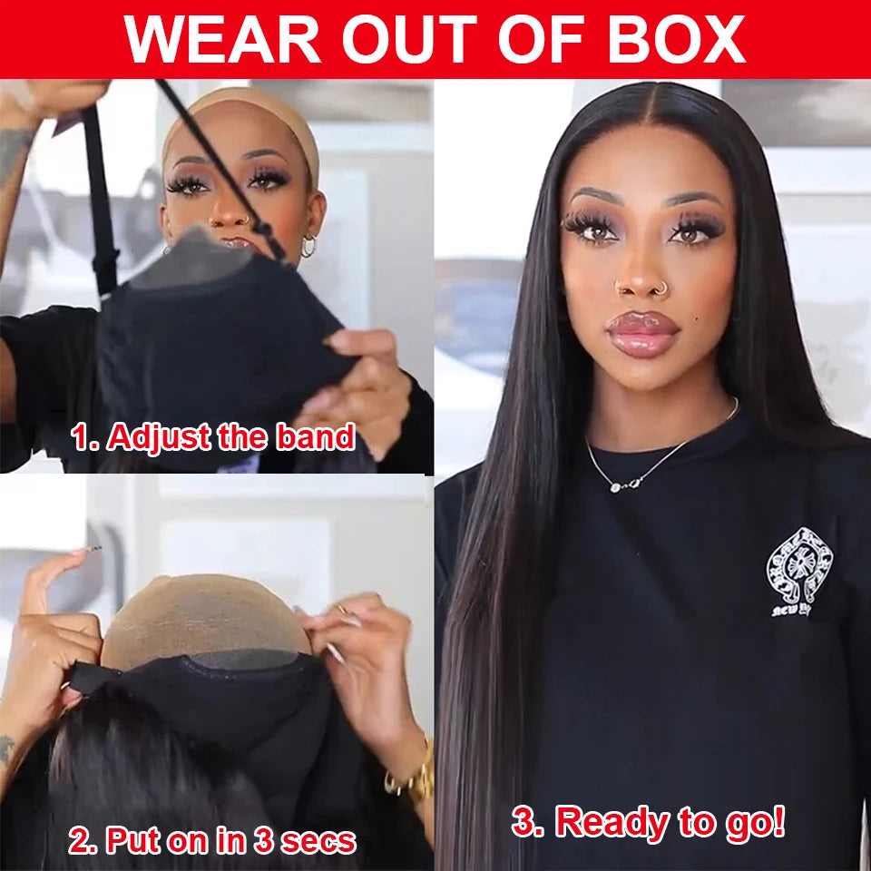 Pre Cut Glueless Wigs Human Hair Ready To Wear And Go Straight 13x6 HD Lace Frontal Wig Human Hair